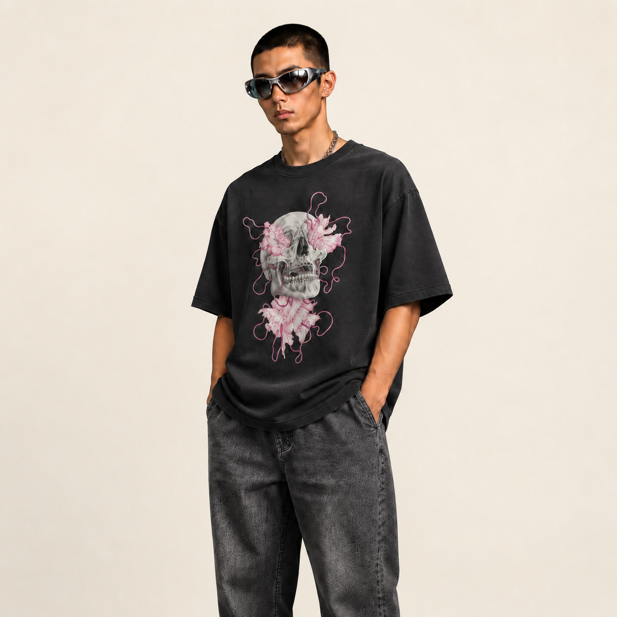 VYDER Skull Bloom Oversized Tee