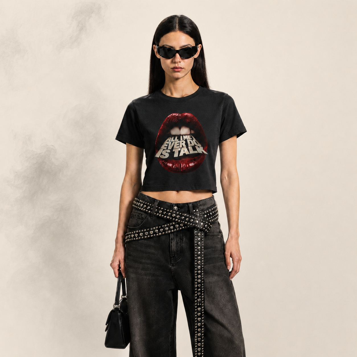 "All They Ever Do Is Talk" Lips Crop Top