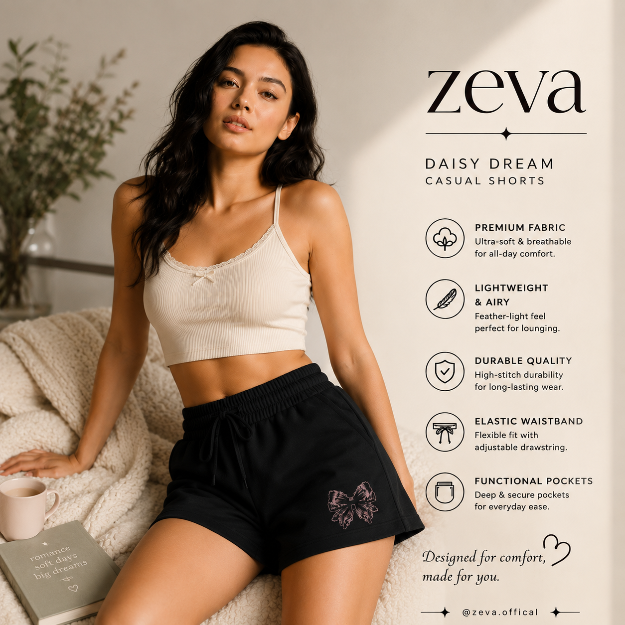 ZEVA Daisy Dream Bow Shorts