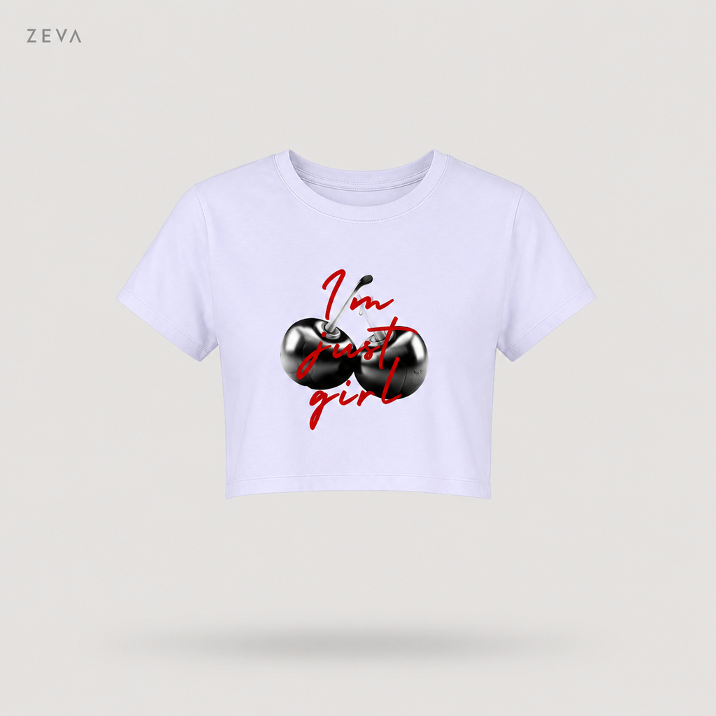 ZEVA "Just a Girl" Cherry Crop Top