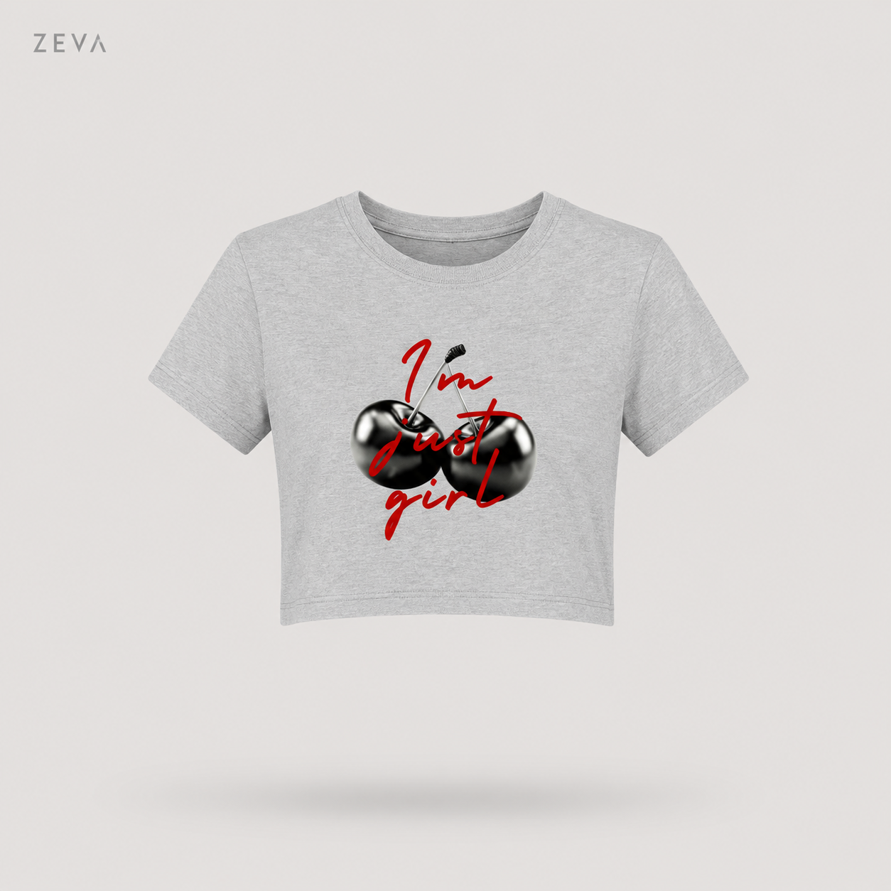 ZEVA "Just a Girl" Cherry Crop Top