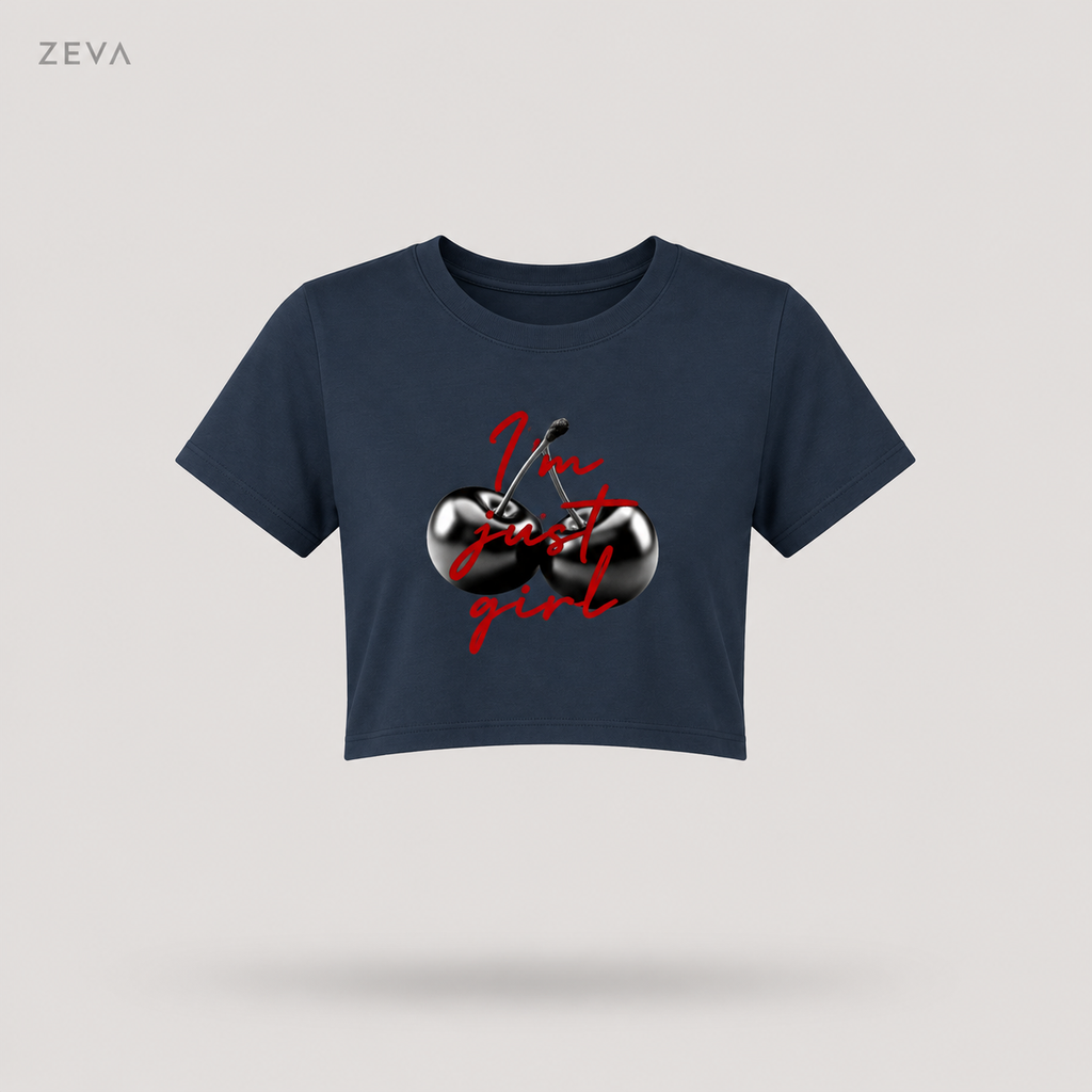 ZEVA "Just a Girl" Cherry Crop Top