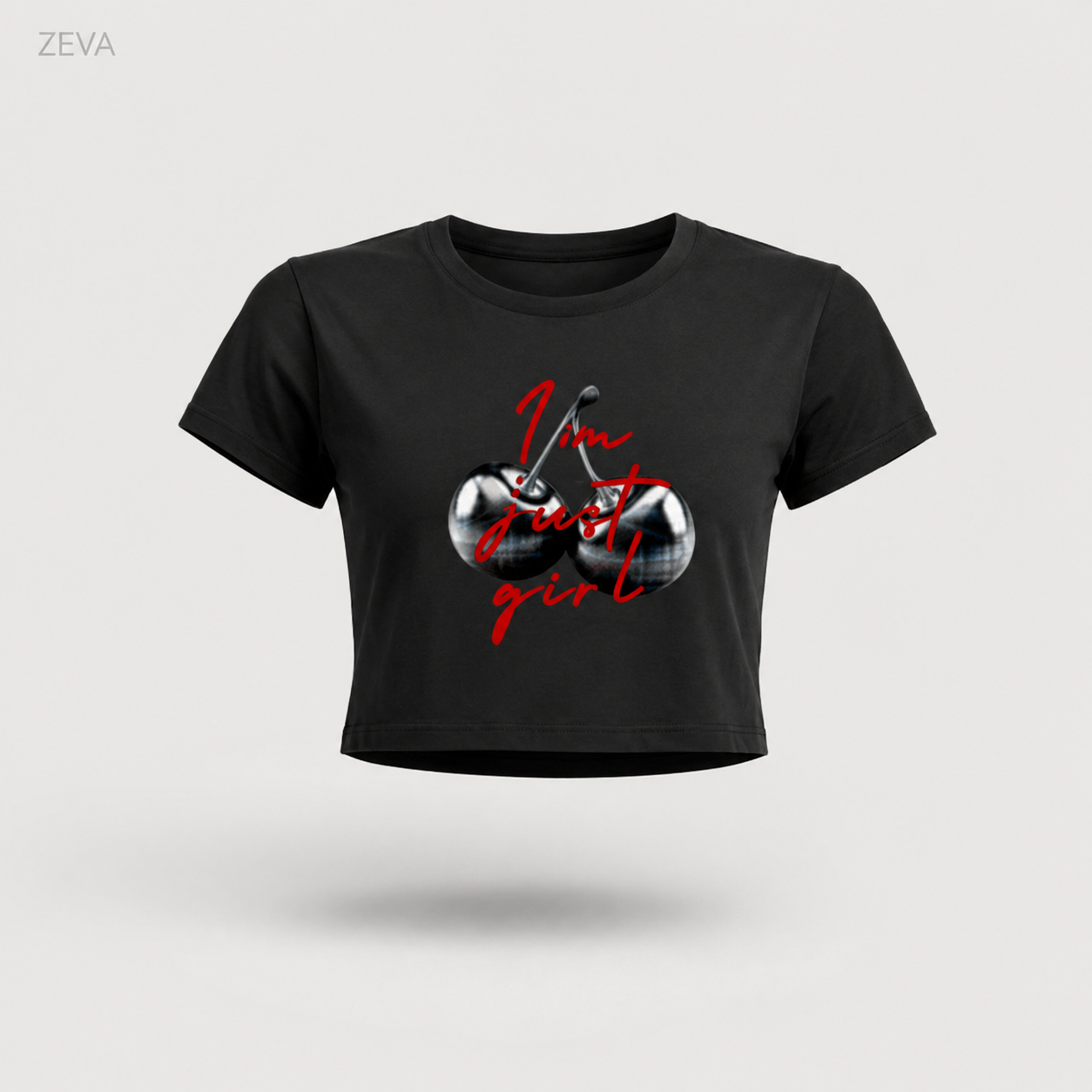 ZEVA "Just a Girl" Cherry Crop Top