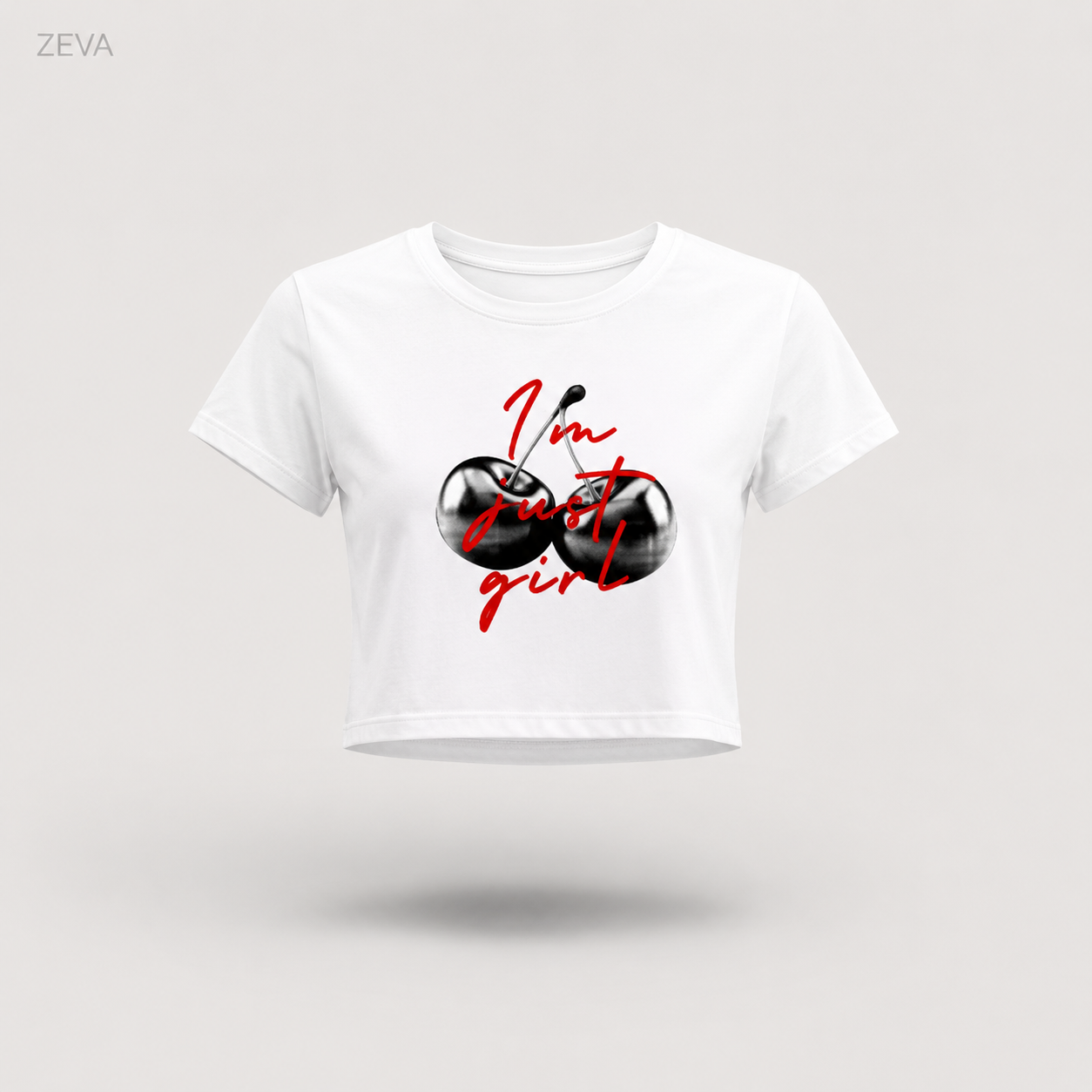 ZEVA "Just a Girl" Cherry Crop Top