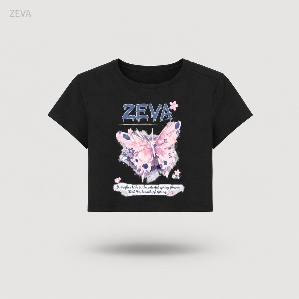 ZEVA Butterfly Bloom Crop Tee