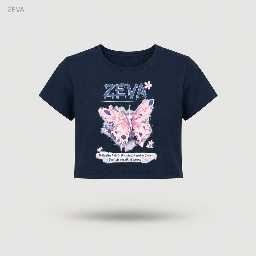 ZEVA Butterfly Bloom Crop Tee