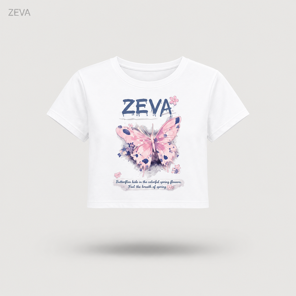 ZEVA Butterfly Bloom Crop Tee