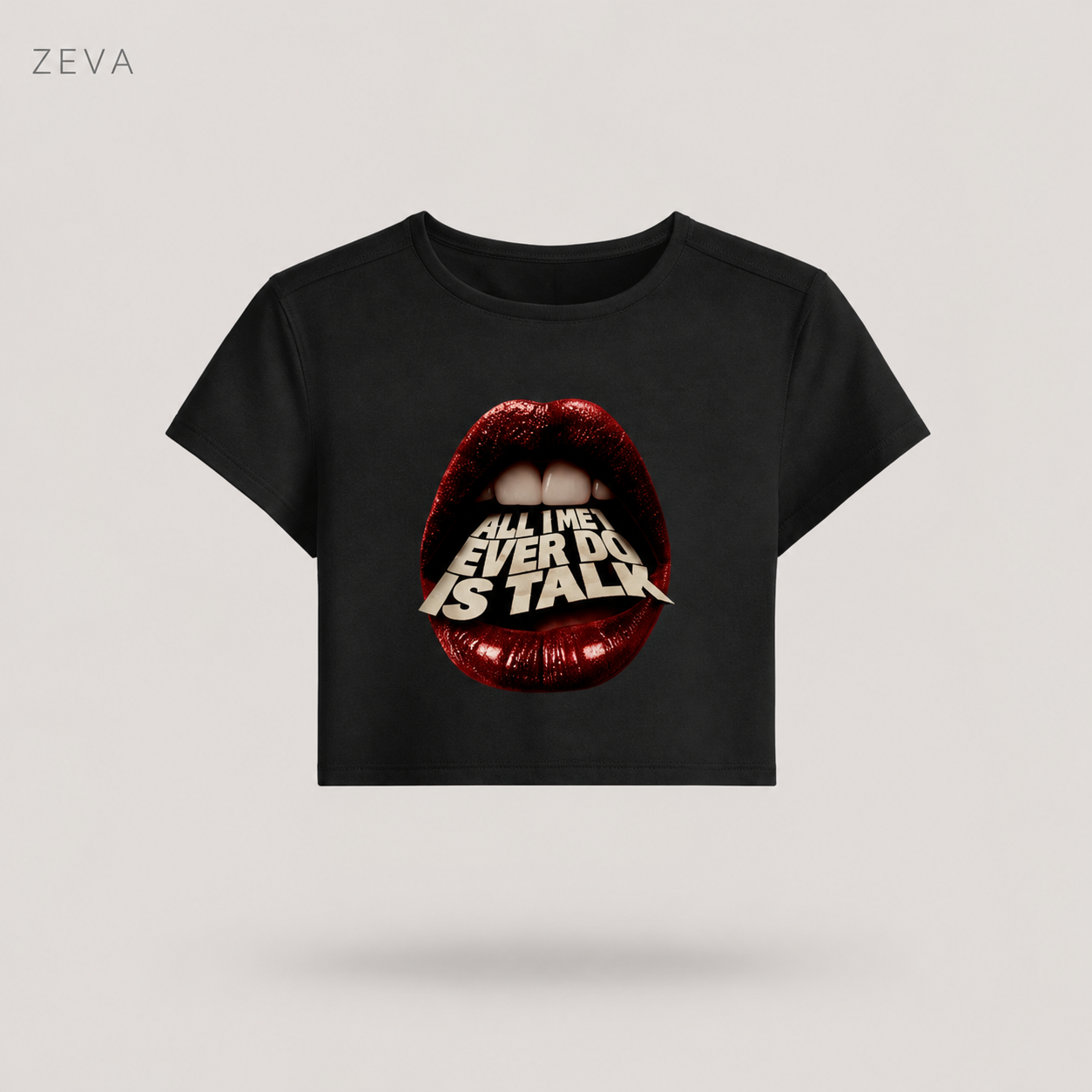 "All They Ever Do Is Talk" Lips Crop Top