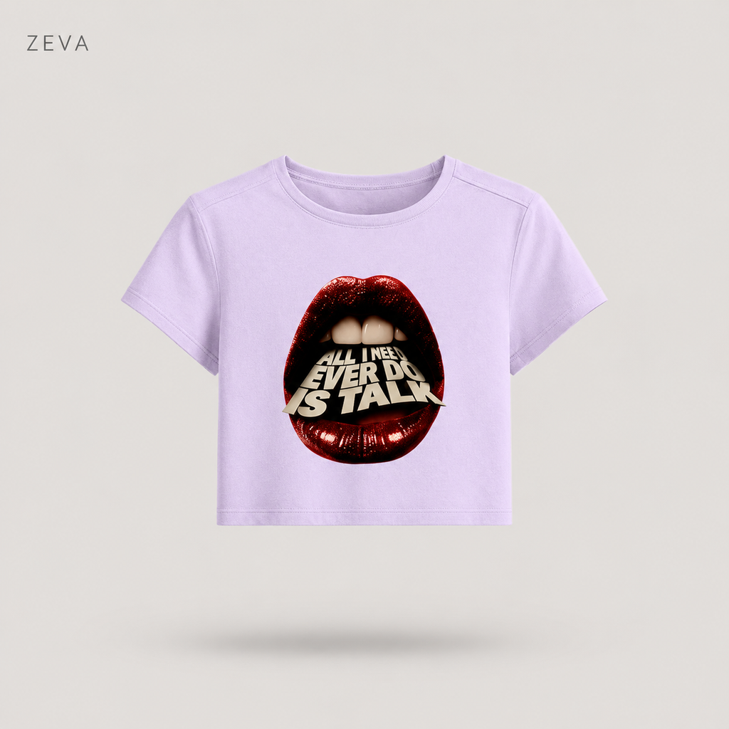 "All They Ever Do Is Talk" Lips Crop Top