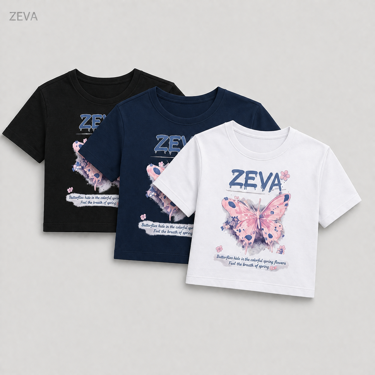ZEVA Butterfly Bloom Crop Tee
