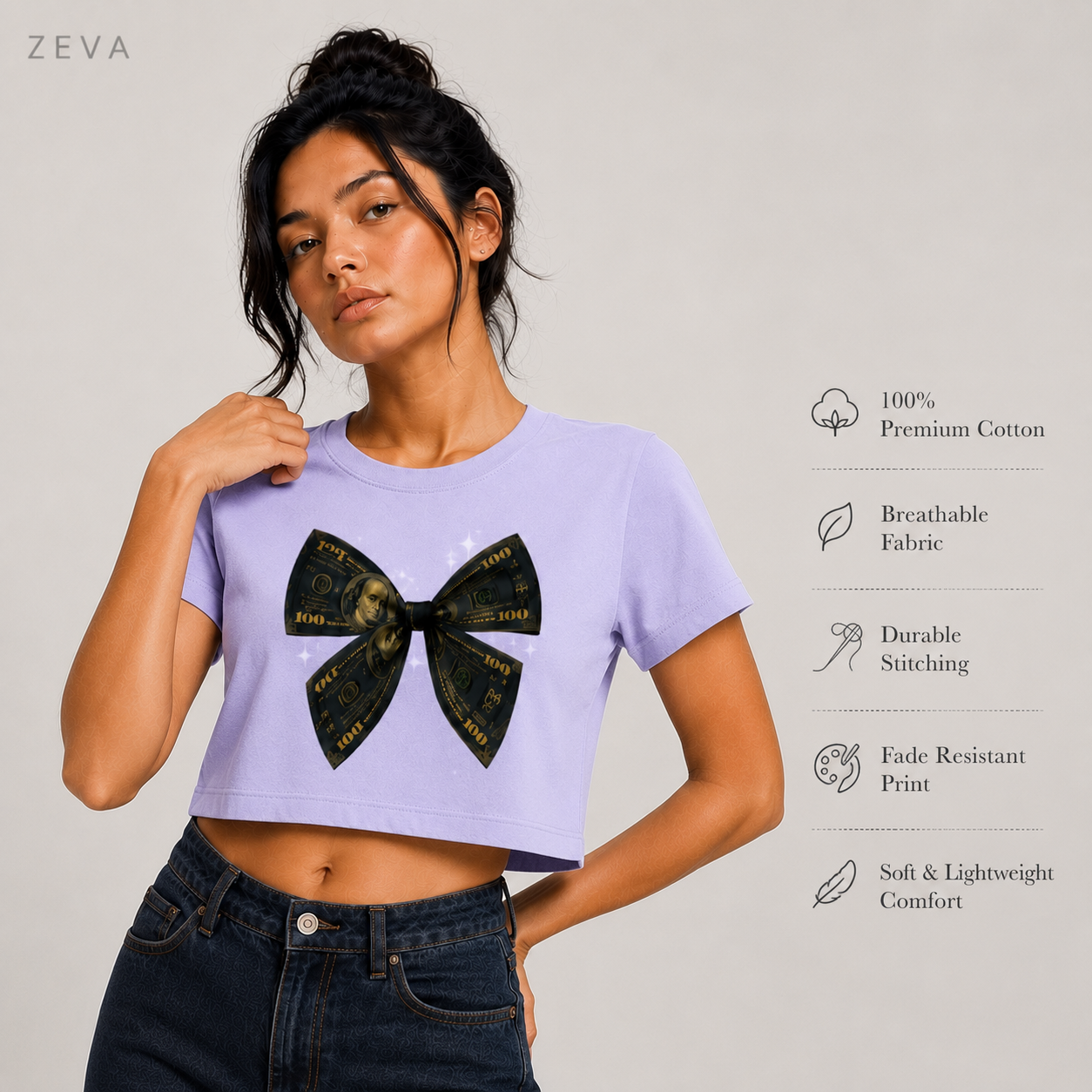 ZEVA Money Bow Crop Top