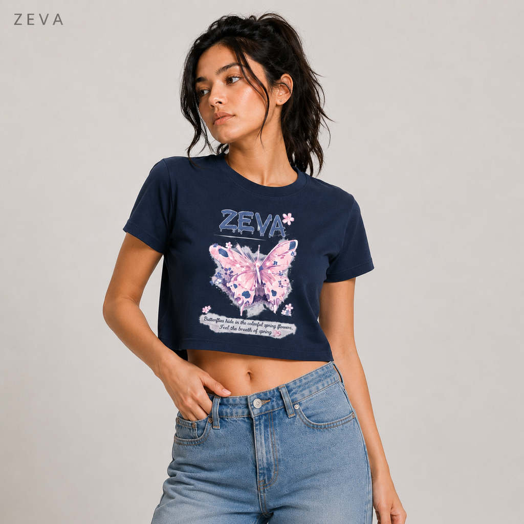 ZEVA Butterfly Bloom Crop Tee
