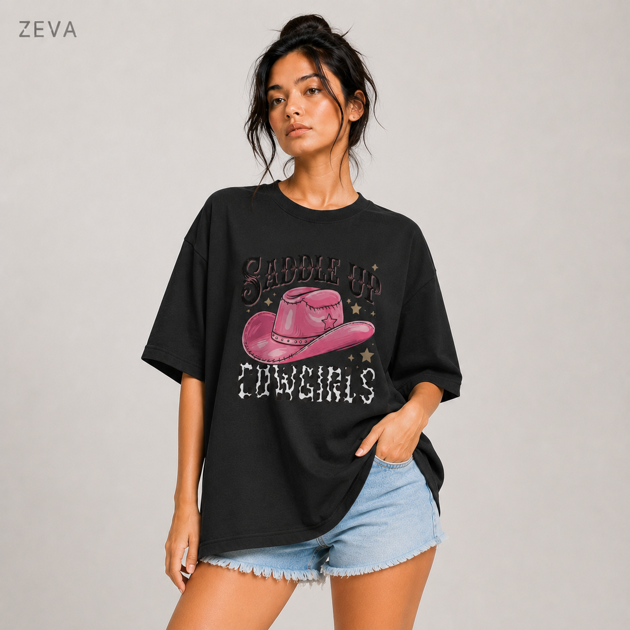 ZEVA Saddle Up Cowgirls Oversized Tee