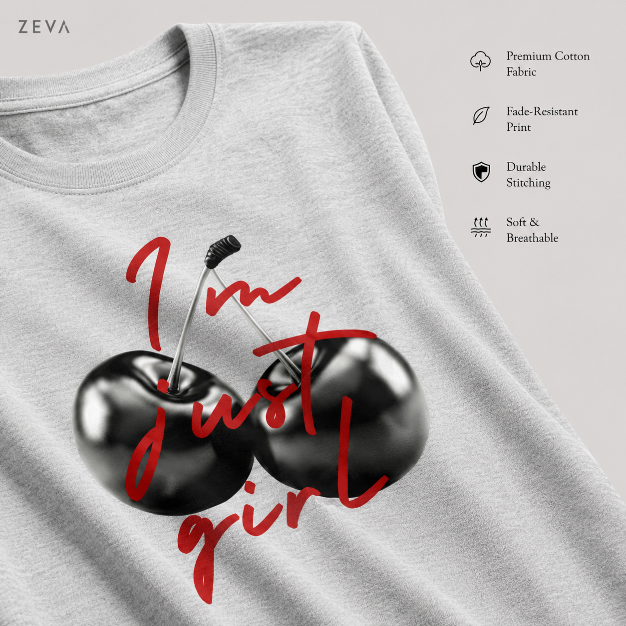 ZEVA "Just a Girl" Cherry Crop Top