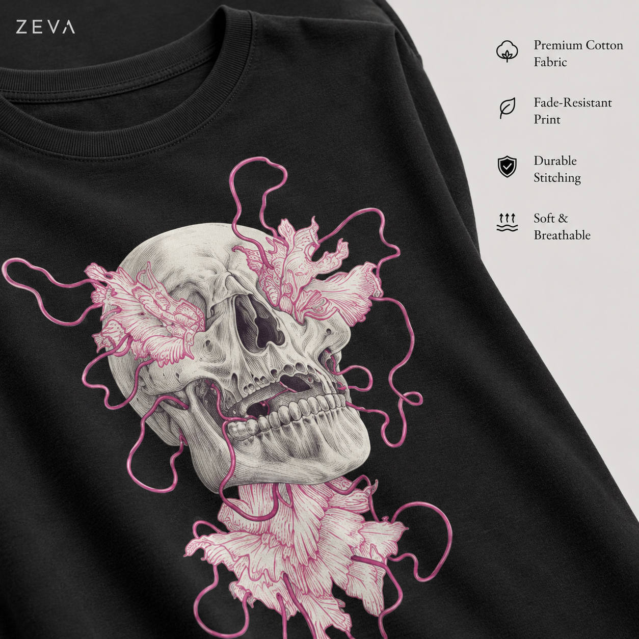VYDER Skull Bloom Oversized Tee