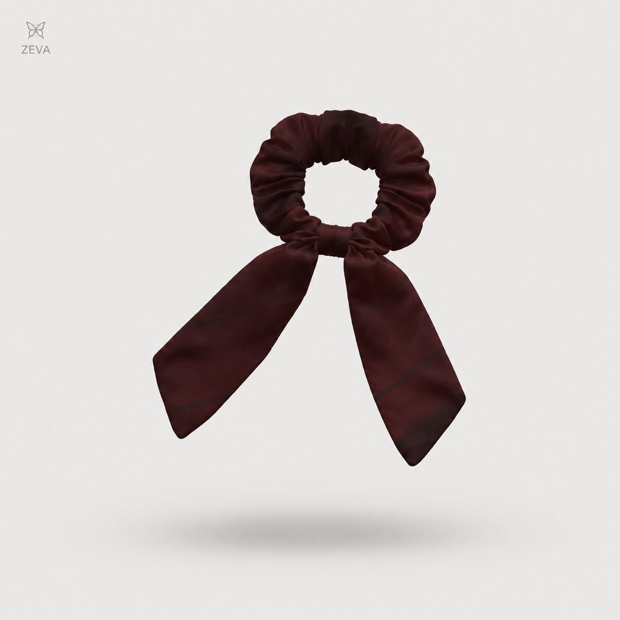 Wine Satin Bow Scrunchie